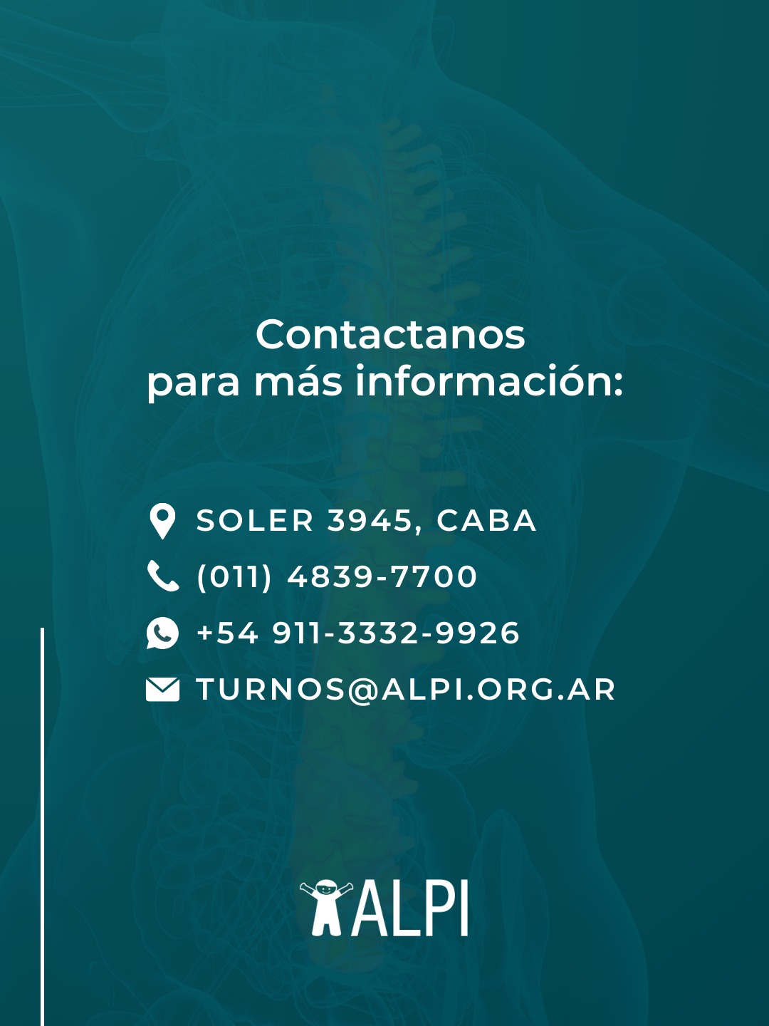💙 Hoy, 5 de septiembre, en el Día Mundial de la Lesión Medular, queremos visibilizar la importancia de la prevención, el tratamiento y la rehabilitación.
Una lesión medular puede cambiar la vida de una persona, pero con un abordaje integral y acompañamiento profesional es posible recuperar independencia, mejorar la calidad de vida y favorecer la reinserción social.
En ALPI trabajamos con equipos interdisciplinarios, tecnología de rehabilitación y acompañamiento a pacientes y familias.
📍 Soler 3945, CABA
📞 (011) 4839-7700
📲 +54 911-3332-9926
✉️ turnos@alpi.org.ar
#DiaMundialdelaLesionMedular #LesionMedular #Rehabilitación #Salud #ALPI